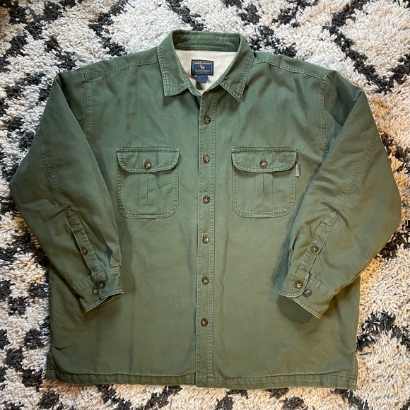 Vintage Woolrich Green Canvas Shirt Jacket, fully lined, XXL. Button-up. - Picture 2 of 14